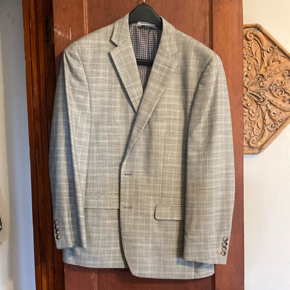 chaps Men's Gray Plaid Blazer 42 R